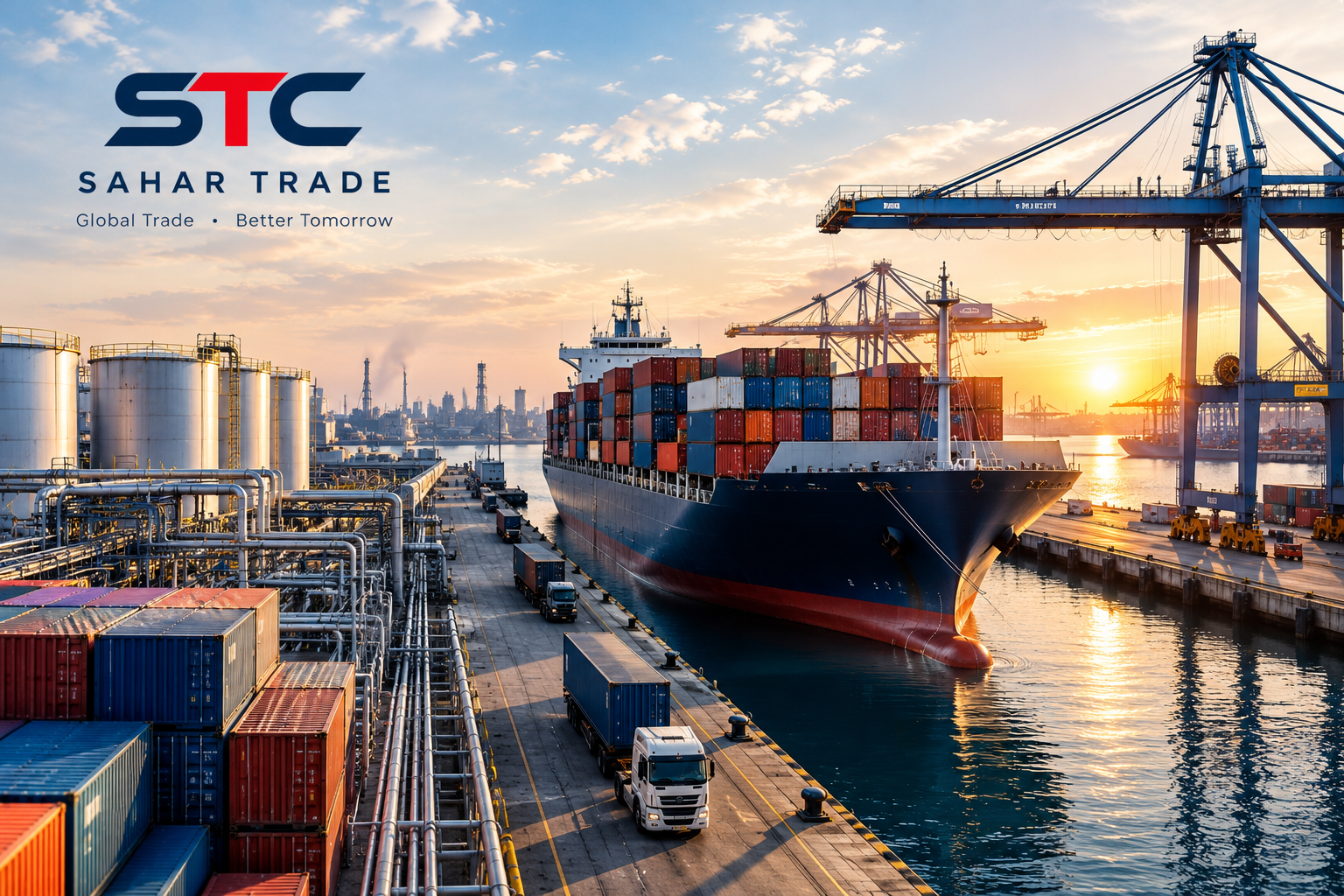 International commodity trading through ports, cargo ships, and industrial supply networks