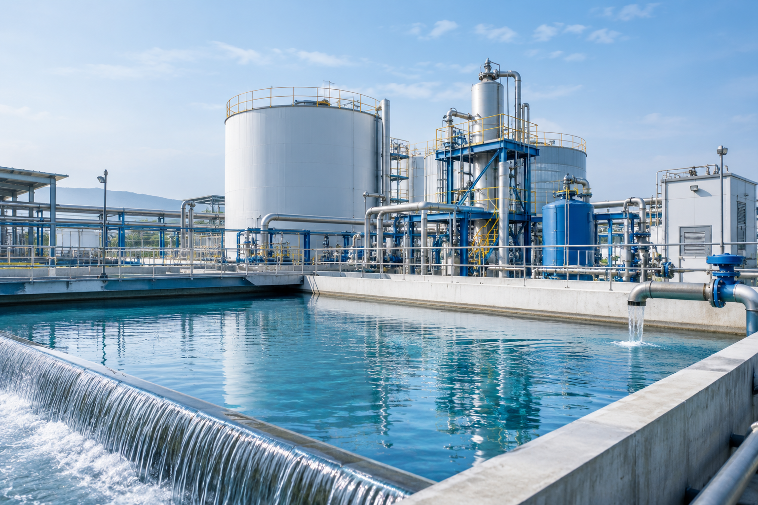 Industrial water treatment facility and water treatment processes